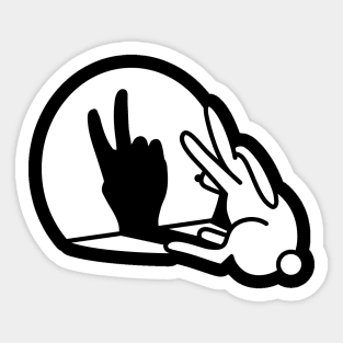 Funny rabbit hare shadow hand victory peace V sign Sticker